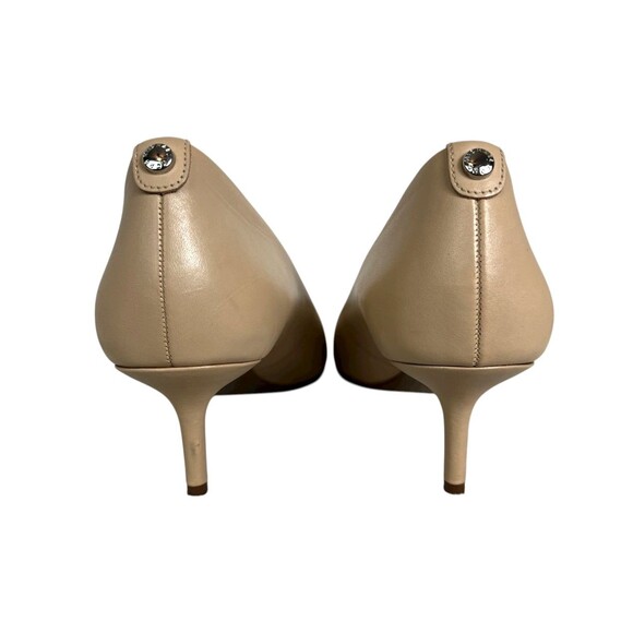 Michael Kors Neutral Beige Leather Pointed Kitten Heel Pumps Size 8 Party Office - Picture 7 of 16